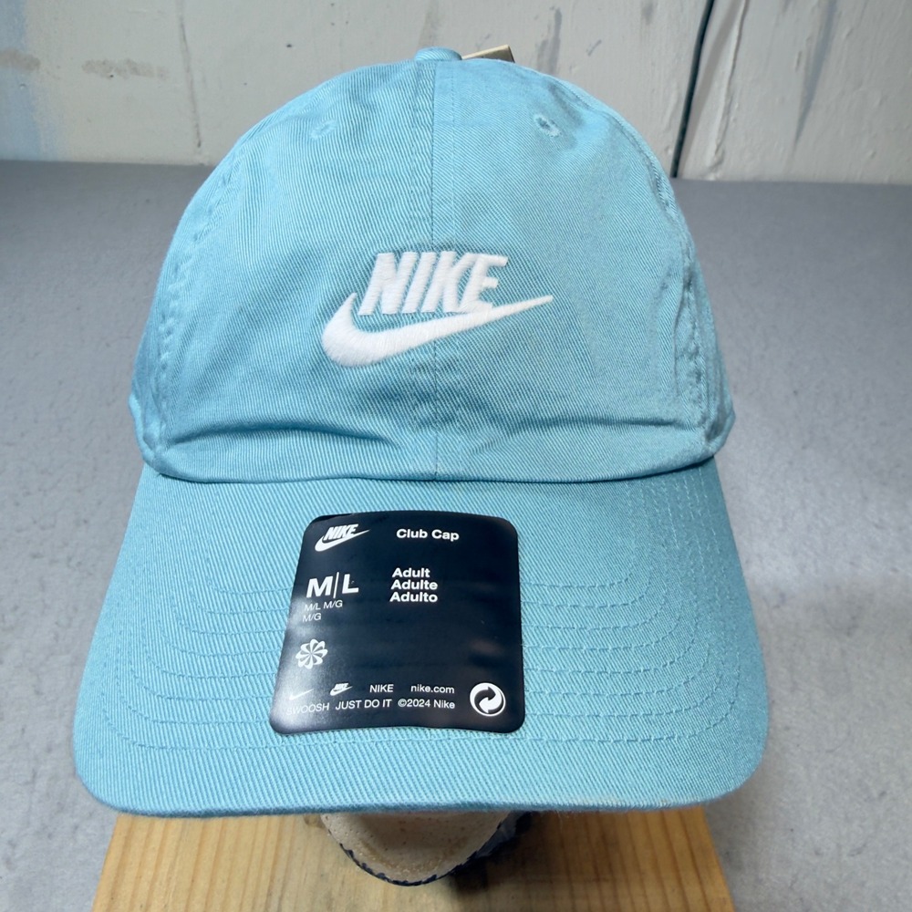 Nike Club Cap Adult M/L Light Blue New Organic Cotton Adjustable‎ Hat